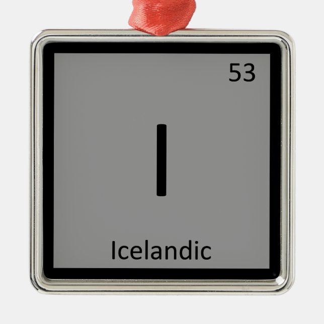 I - Icelandic Pony Horse Chemistry Element Metal Ornament (Front)