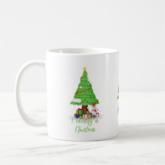 I Identify as Christmas Tree Coffee Mug (Left)