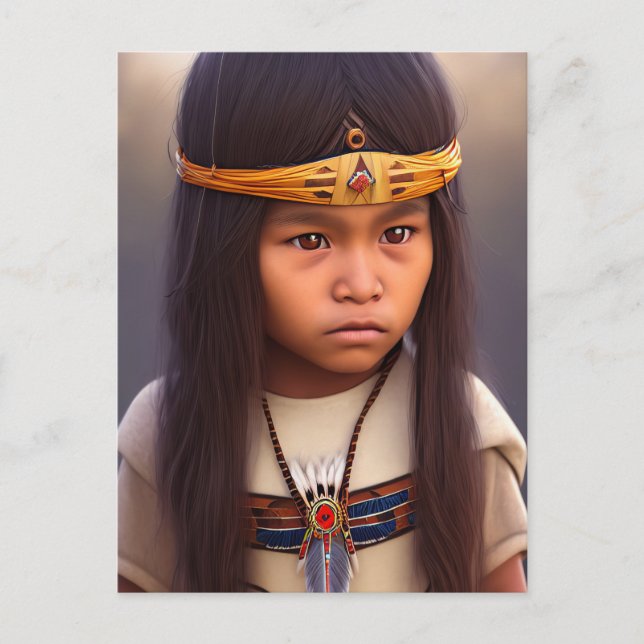 i\iNDIAN LITTLE Native American BOY Postcards (Front)