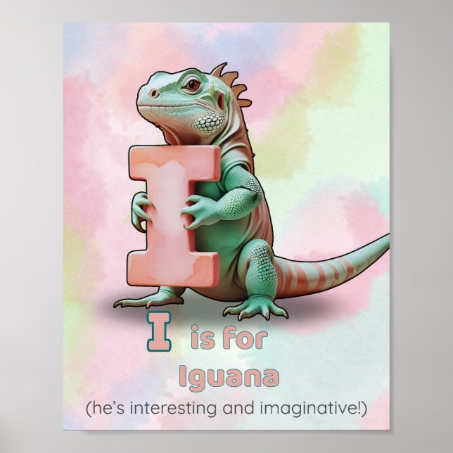 I is for Iguana – Alphabet Animal Nursery Poster (Front)