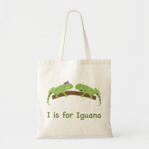 I is for iguana tote bag