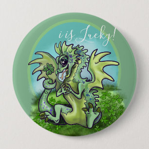 i is Lucky! lil' Dragon Shamrock 10 Cm Round Badge