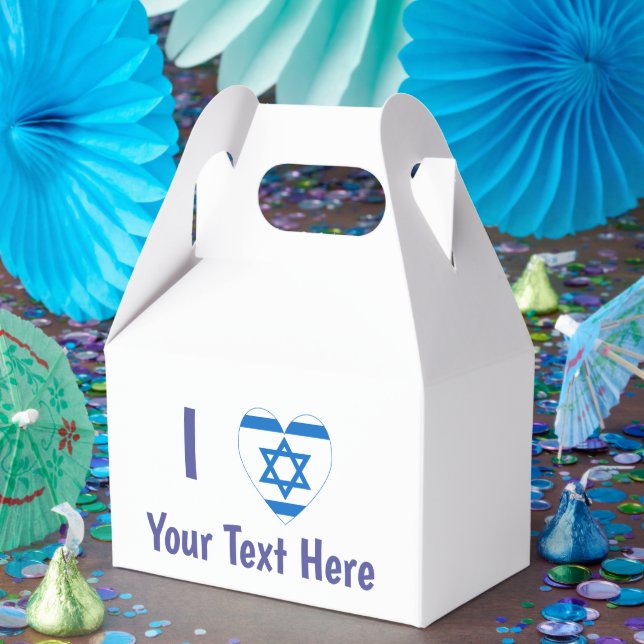 I (Israeli Flag Heart) Your Text Blue Favour Box (Party)