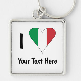 I (Italian Flag Heart Love) Your Text Key Ring