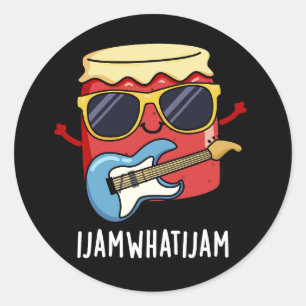 I Jam What I Jam Funny Music Food Pun Dark BG Classic Round Sticker