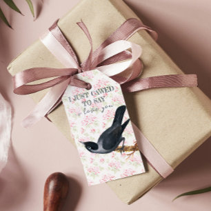 I just cawed to say I love you Crow Valententine Gift Tags