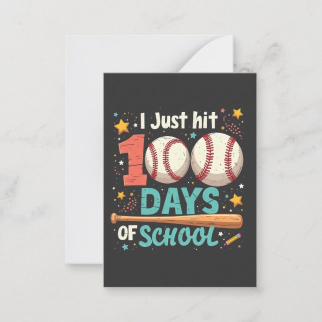 I  Just Hit 100 Days of School 100 Days Baseball  Card (Front)