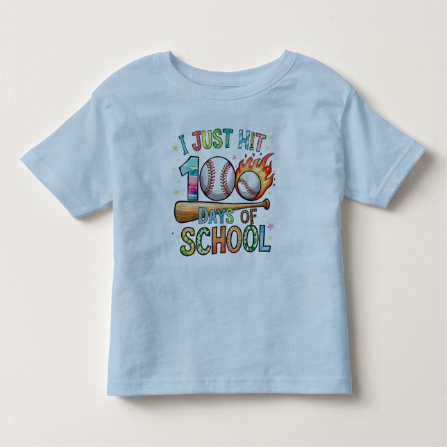 I Just Hit 100 Days Of School Baseball 100th Day Toddler T-Shirt (Front)