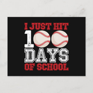 I Just Hit 100 Days of School Baseball Postcard