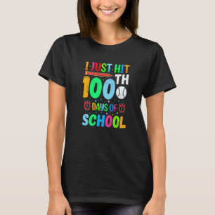 I Just Hit 100 Days of School Baseball Teacher Kid T-Shirt
