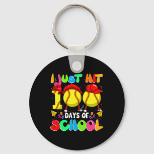 I Just Hit 100 Days Of School Softball Kids Boys G Key Ring