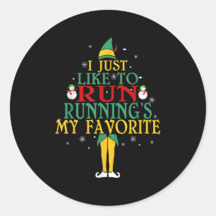 I Just Like To Run Running's My Favorite Christmas Classic Round Sticker