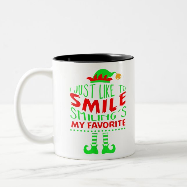 I Just Like to Smile Smiling's my Favourite ELF Ch Two-Tone Coffee Mug (Left)
