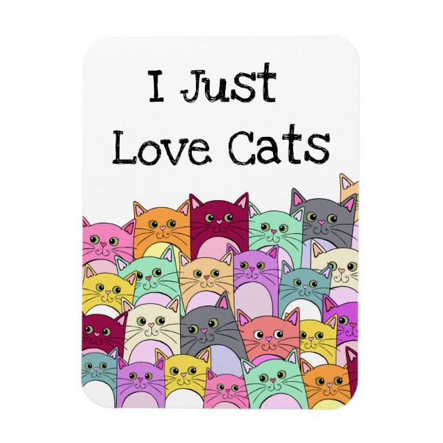 I Just Love Cats Cute Colourful Magnet (Vertical)