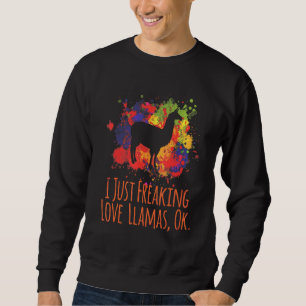 I Just Love Llama Watercolor Funny Farm Animal Alp Sweatshirt