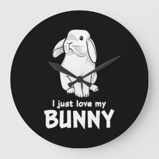 I Just Love My Bunny | Cute Rabbit White Large Clock