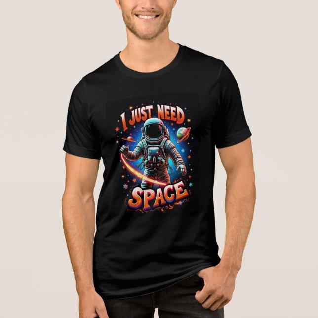 I Just Need Space – Neon Orange Astronaut Shirt (Front)