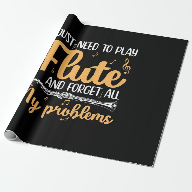 I Just Need To Play Flute Wrapping Paper (Unrolled)