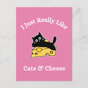 I Just Really Like Cats & Cheese White Writing Postcard