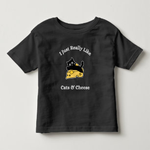 I Just Really Like Cats & Cheese White Writing Toddler T-Shirt