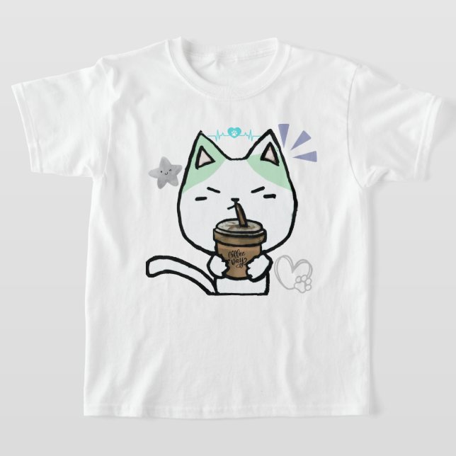 I Just Really Like Coffee Ok Cute Cat  T-Shirt (Laydown)