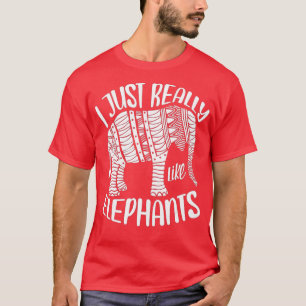 I Just Really Like Elephants Zoo Animal Lover Zook T-Shirt