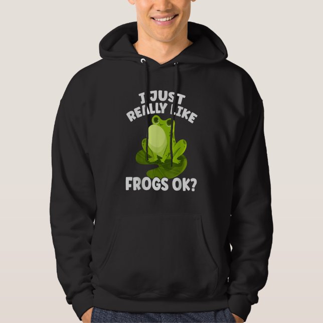I Just Really Like Frogs Ok Kids Cute Frog Hoodie (Front)