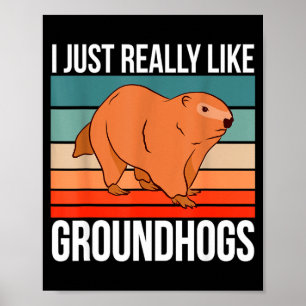 I Just Really Like Groundhogs Retro Groundhog  Poster