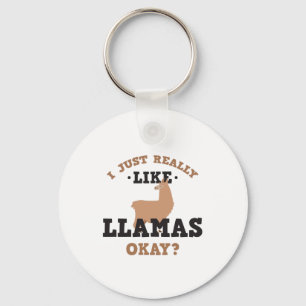 I Just Really Like Llamas Funny Quote Keychain