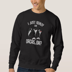I Just Really Like Orcas Whale Kids Boys Girls Pul Sweatshirt