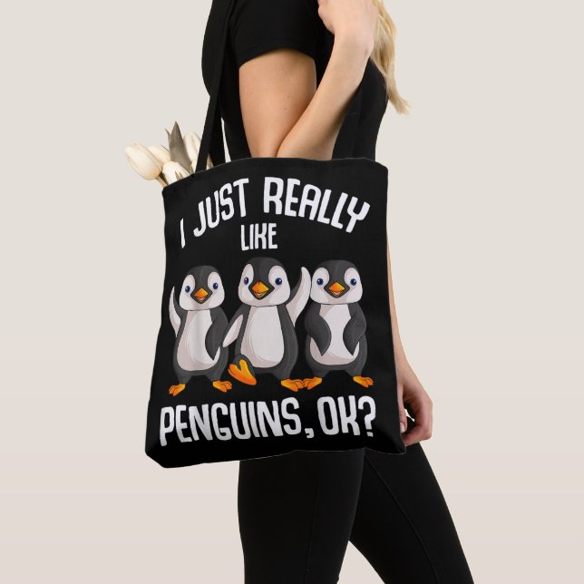 I Just Really Like Penguins Kids Girl Boys Women P Tote Bag (Close Up)