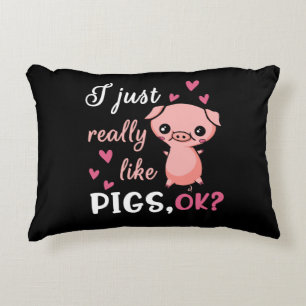I Just Really Like Pigs Cute Farm Animal Pork Decorative Cushion