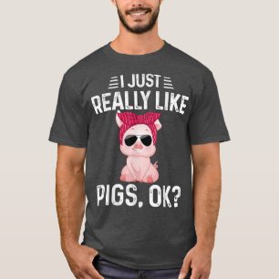 I Just Really Like Pigs Ok Funny Pig Lover Red Ban T-Shirt