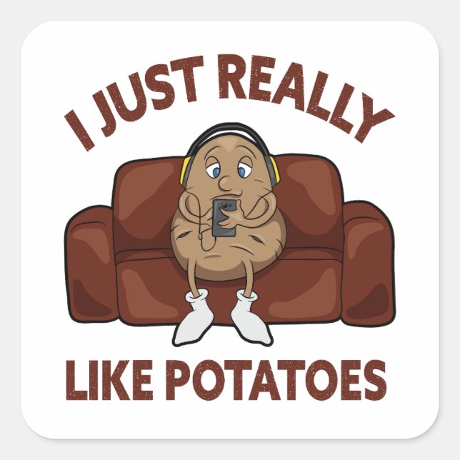 I Just Really Like Potatoes - Cute Potato  Square Sticker (Front)