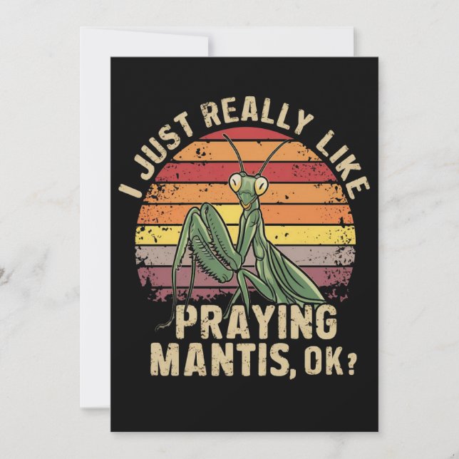 I Just Really Like Praying Mantis Ok Insect Retro Holiday Card (Front)