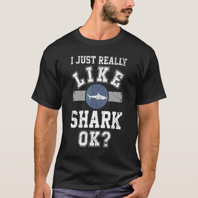 I Just Really Like Sharks Ok  Shark Men Athletic S T-Shirt (Front)