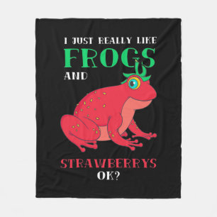 I Just Really Likes Frogs And Strawberry Fleece Blanket