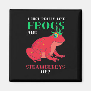 I Just Really Likes Frogs And Strawberry Magnet