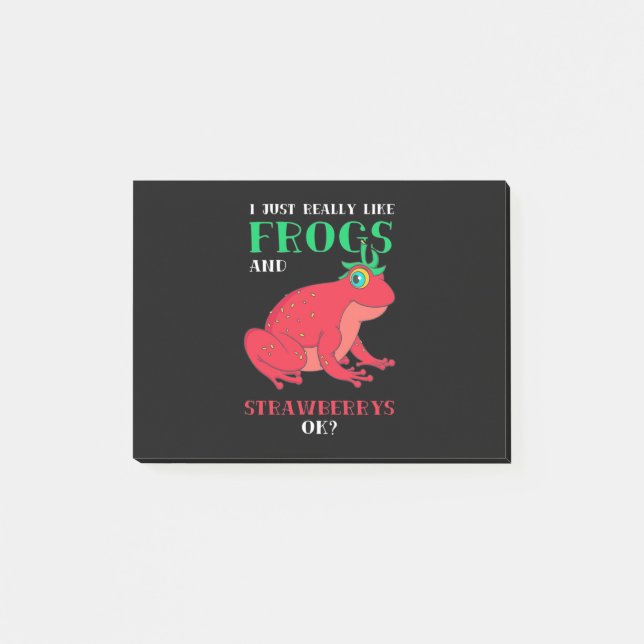 I Just Really Likes Frogs And Strawberry Post-it Notes (Front)