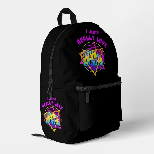 I JUST REALLY LOVE 80s Printed Backpack (Back Corner Left)