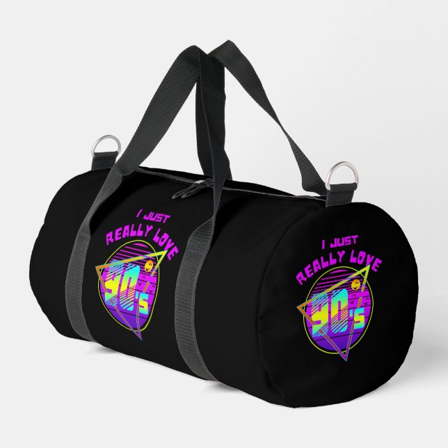 I JUST REALLY LOVE 90s Duffle Bag (Left Corner)
