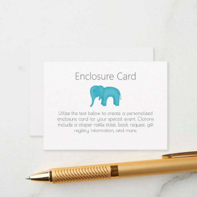 I Just Really Love Elephants  Enclosure Card (Front/Back In Situ)
