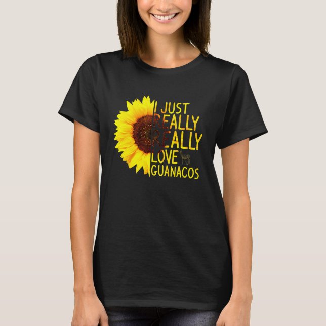 I Just Really Love Guanacos Women Men Alpaca Sunfl T-Shirt (Front)
