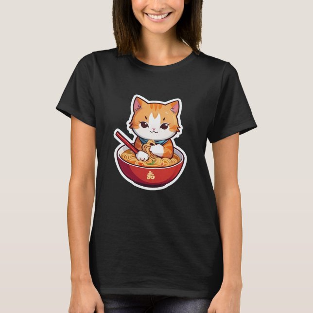 I Just Really Love Ramen Cat T-Shirt (Front)