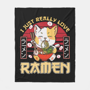 I Just Really Love Ramen Kawaii Anime Cat Ramen Gi Fleece Blanket