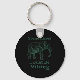 I Just Sometimes Vibing Elephant Retro Meme Key Ring