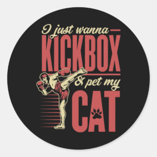I Just Wanna Kickbox And Pet My Cat Karate Kickbox Classic Round Sticker