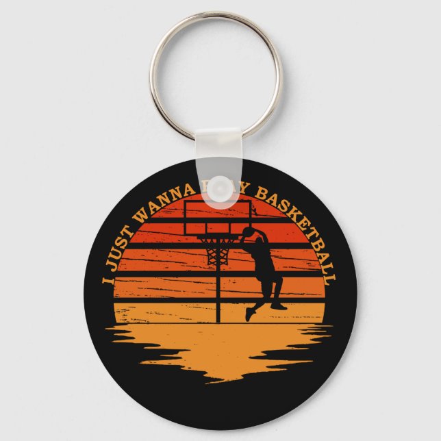 i just wanna play basketball key ring (Front)