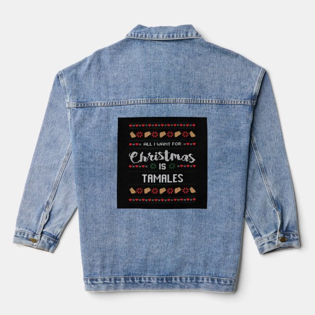 I Just Want To Bake Stuff And Watch Christmas Denim Jacket (Back)