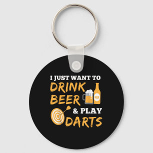 I Just Want To Drink Beer And Play Darts Vintage G Key Ring